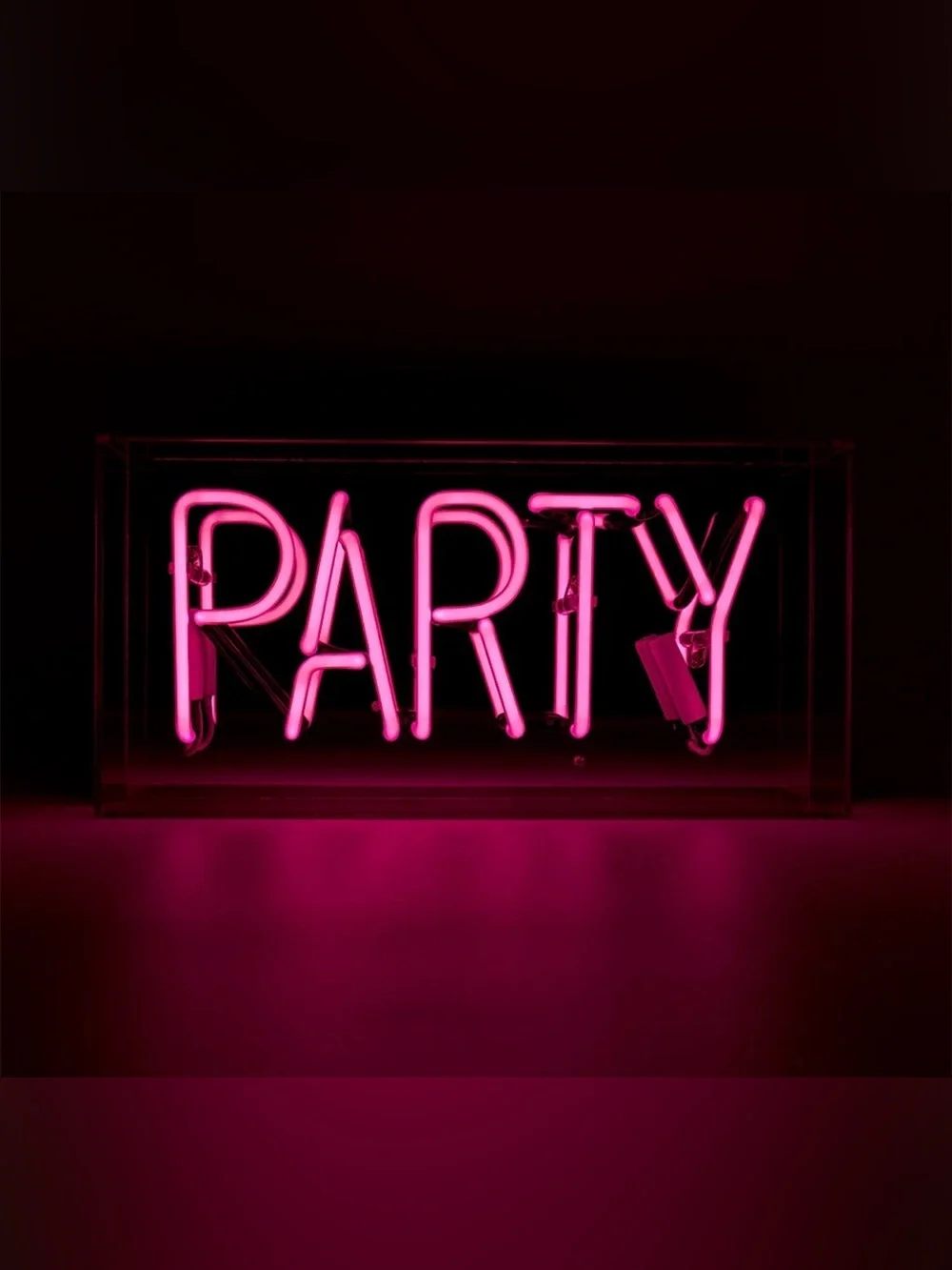 LOCOMOCEAN | “PARTY” GLASS NEON BOX SIGN 🎉✨💗